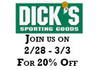 20% OFF at Dick's 2/28 - 3/3